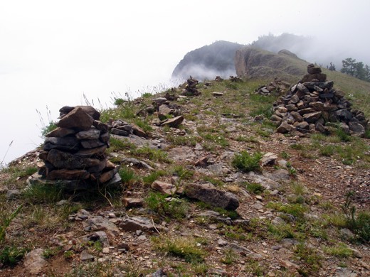 Stone cairns on Olkhon